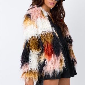 MINKPINK Multicolor Faux Fur Coat